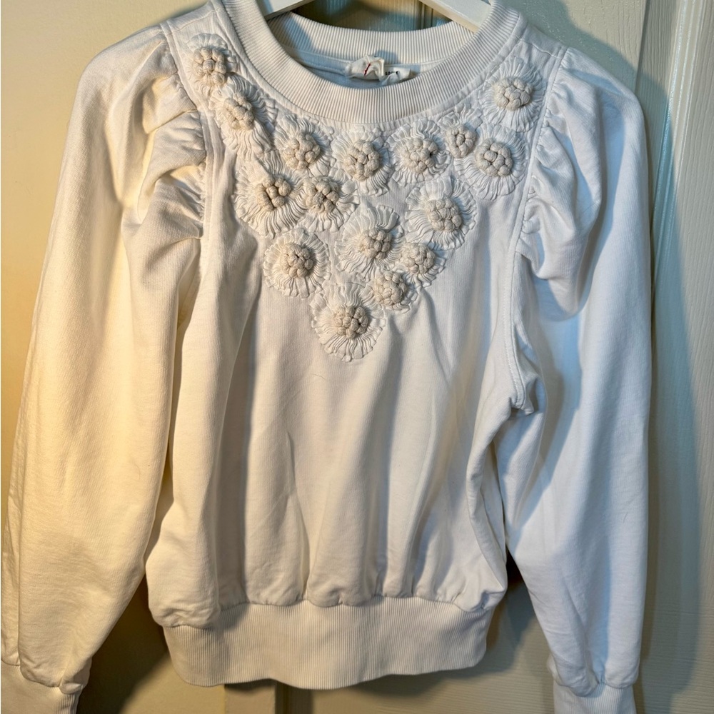 Anthropologie Cream Textured Knit Top